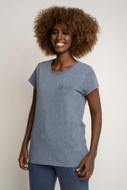 T-SHIRT Z EFEKTEM WASHED GRANATOWY - YUKON