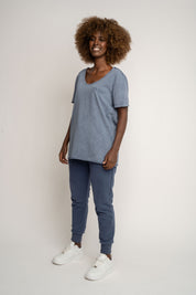 T-SHIRT Z EFEKTEM WASHED GRANATOWY - SEINE