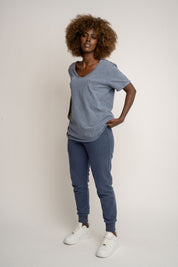 T-SHIRT Z EFEKTEM WASHED GRANATOWY - SEINE