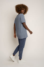 T-SHIRT Z EFEKTEM WASHED GRANATOWY - SEINE