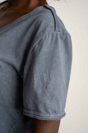 T-SHIRT Z EFEKTEM WASHED GRANATOWY - SEINE