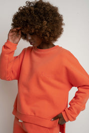 BLUZA O KROJU REGULAR FIT Z DŁUŻSZYM TYŁEM PUMPKIN POMARAŃCZOWA - COOK