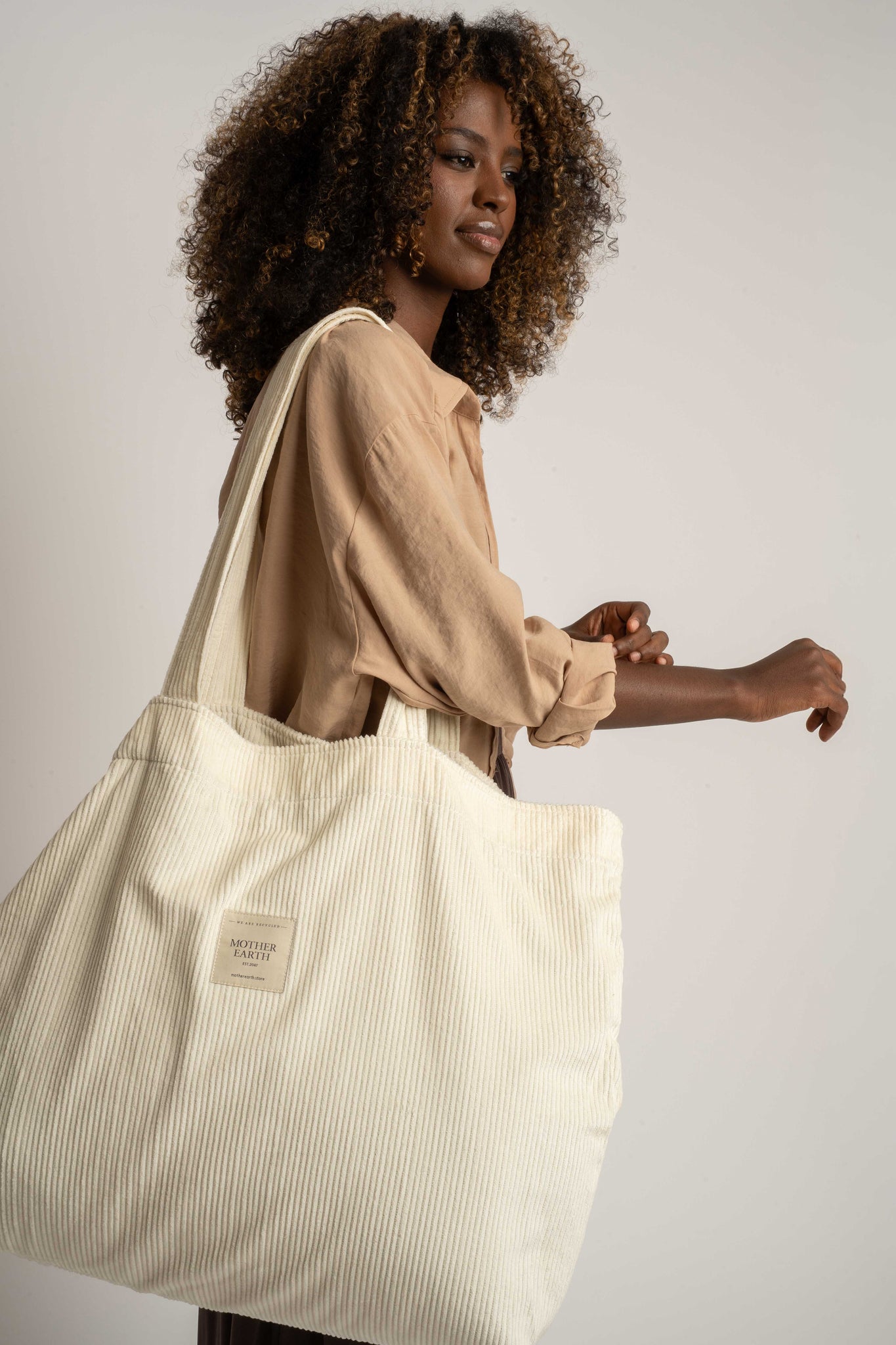TORBA TYPU SHOPPER  BAG ŚMIETANKOWA - ADALAR
