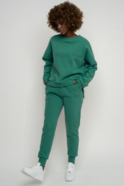 BLUZA O KROJU REGULAR FIT Z DŁUŻSZYM TYŁEM ZIELONA - COOK