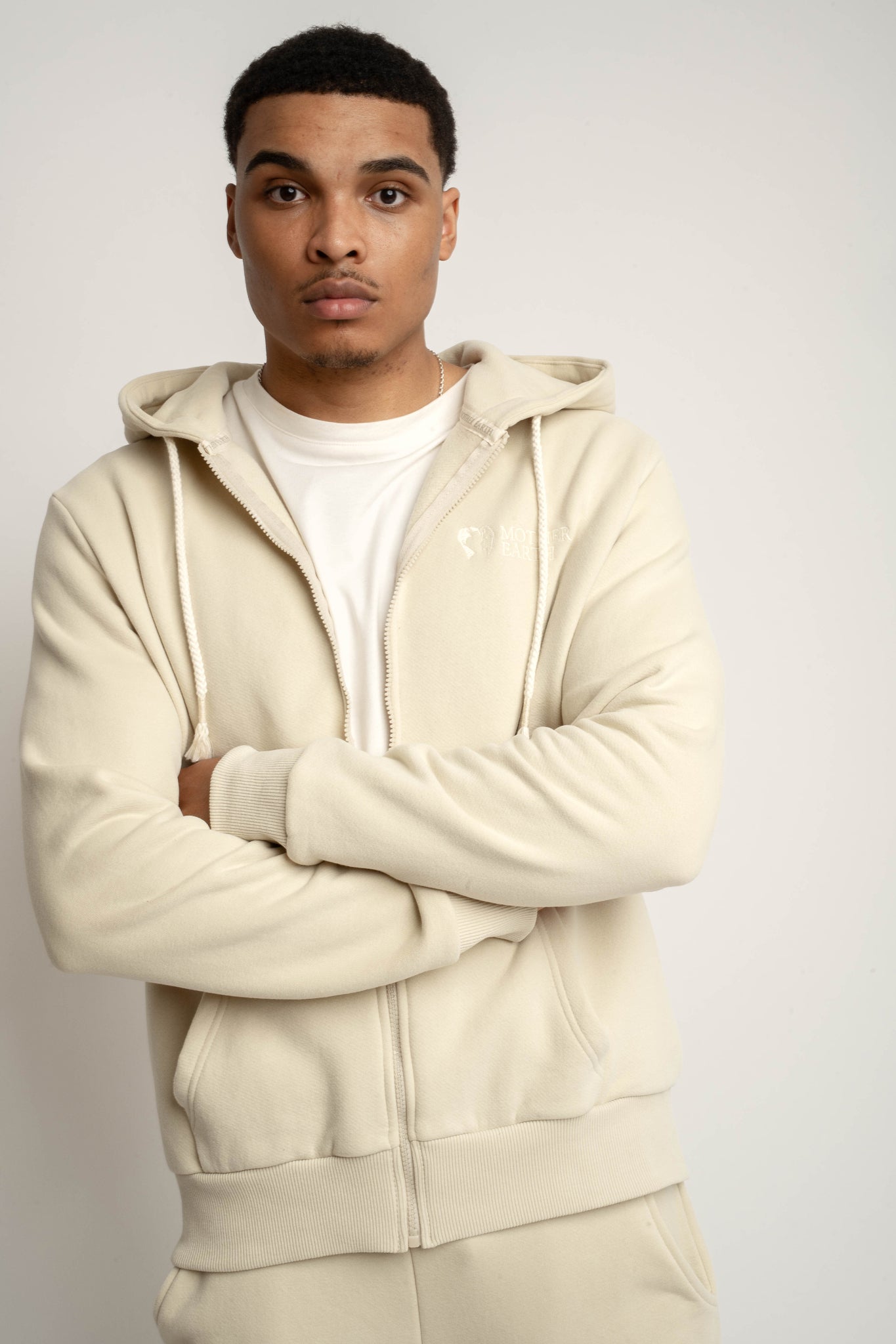 MEN'S HOODED SWEATSHIRT LIGHT BEIGE - NASSAU