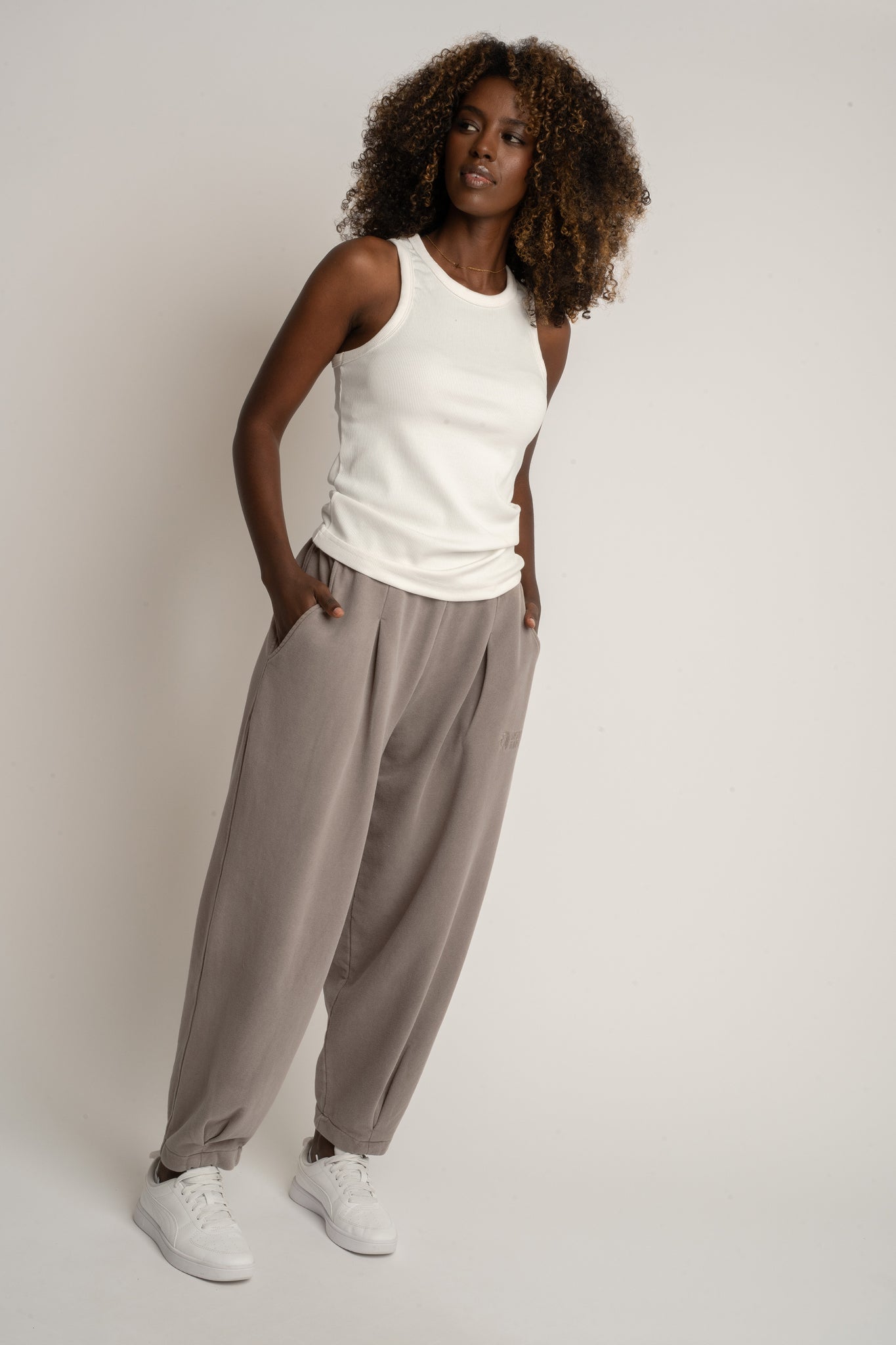SPODNIE DRESOWE Z EFEKTEM WASHED MOCCA - RIBE PETIT