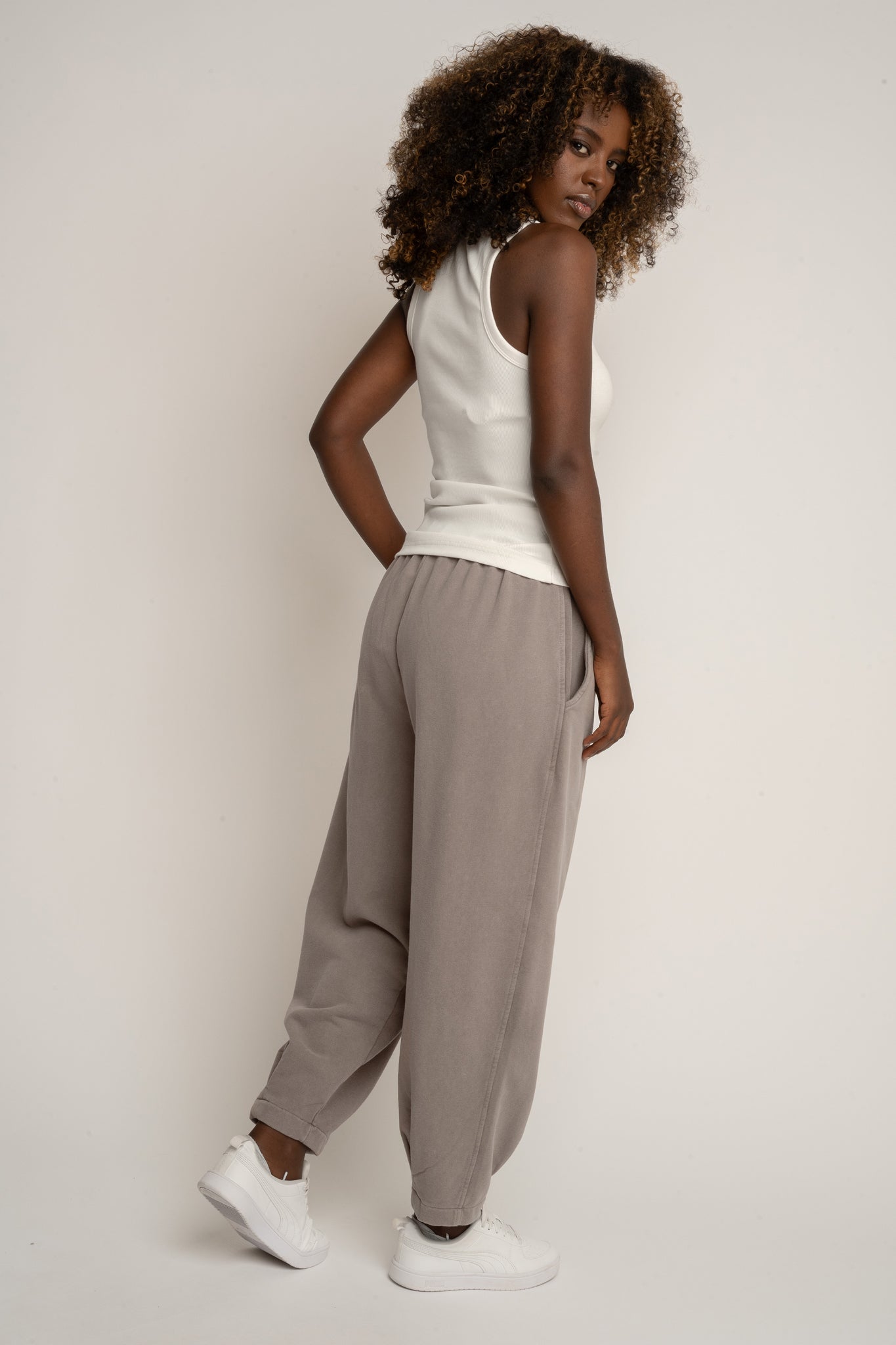 SPODNIE DRESOWE Z EFEKTEM WASHED MOCCA - RIBE PETIT