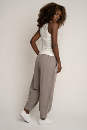 SPODNIE DRESOWE Z EFEKTEM WASHED MOCCA - RIBE PETIT