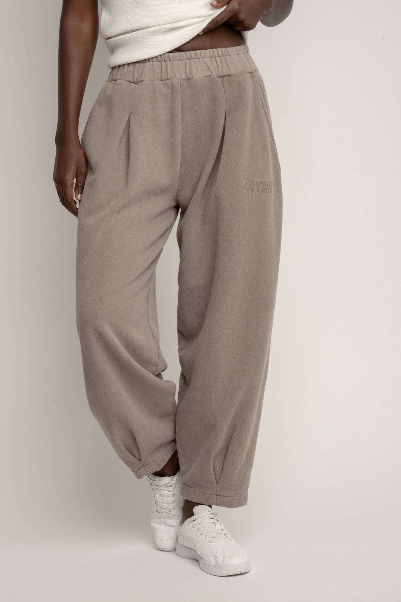 SPODNIE DRESOWE Z EFEKTEM WASHED MOCCA - RIBE PETIT
