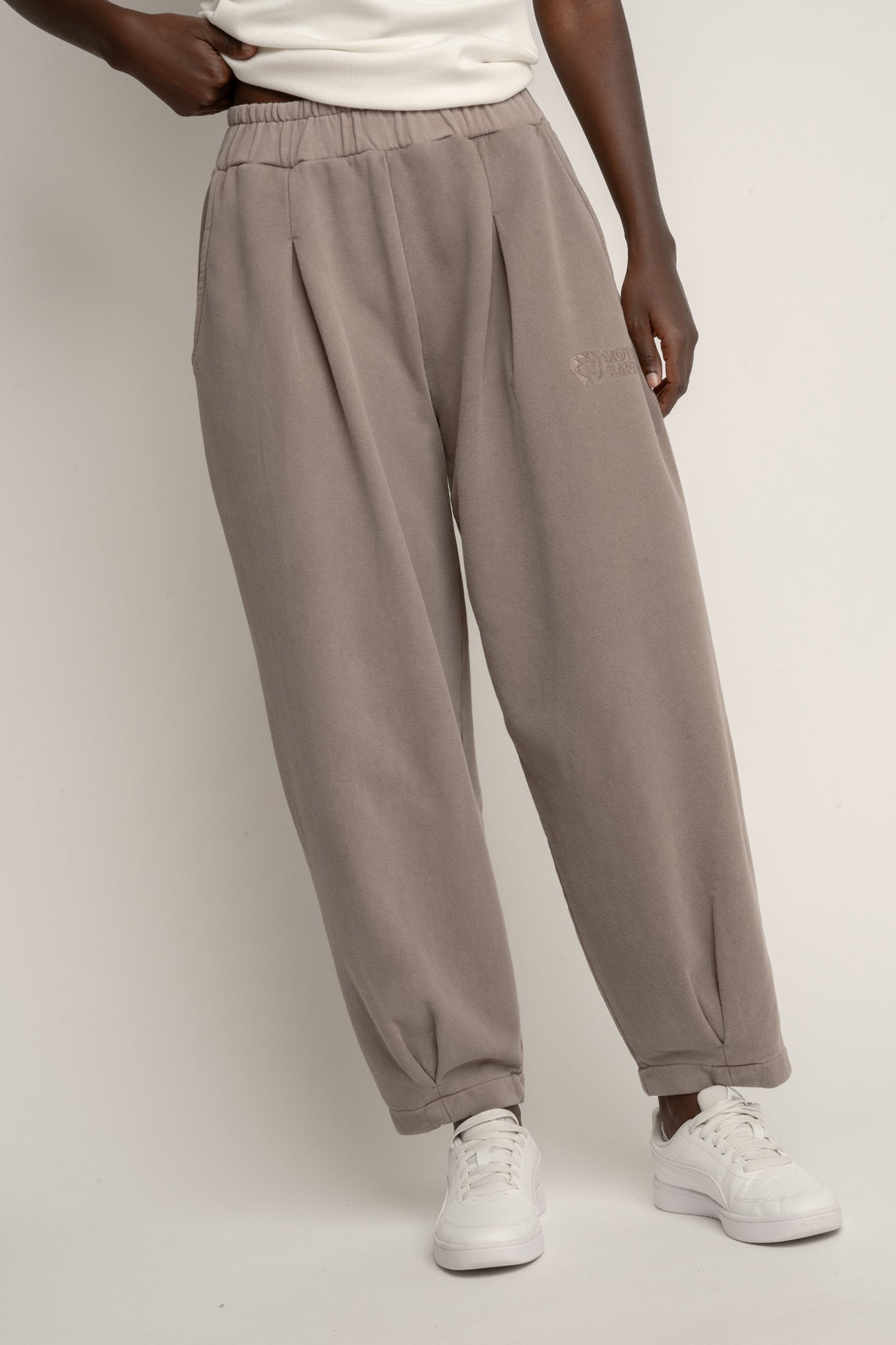 SPODNIE DRESOWE Z EFEKTEM WASHED MOCCA - RIBE PETIT