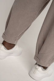 SPODNIE DRESOWE Z EFEKTEM WASHED MOCCA - RIBE PETIT