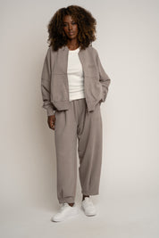 SPODNIE DRESOWE Z EFEKTEM WASHED MOCCA - RIBE PETIT