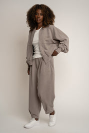 SPODNIE DRESOWE Z EFEKTEM WASHED MOCCA - RIBE PETIT