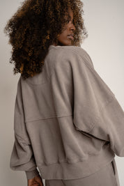BLUZA Z EFEKTEM WASHED MOCCA - ALESUND