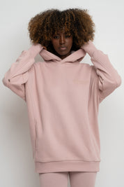 BLUZA OVERSIZE Z KAPTUREM JASNORÓŻOWA - EGERIA