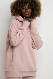 BLUZA OVERSIZE Z KAPTUREM JASNORÓŻOWA - EGERIA