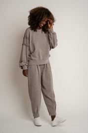 BLUZA Z EFEKTEM WASHED MOCCA - DALARNA