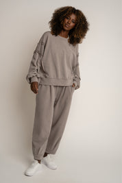 BLUZA Z EFEKTEM WASHED MOCCA - DALARNA