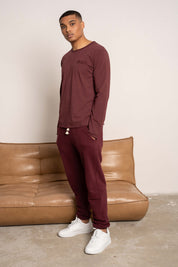 T-SHIRT OVERSIZE Z DELIKATNYM EFEKTEM SPRANIA BORDOWY - TOBALAI