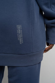 BLUZA OVERSIZE Z KAPTUREM GRANATOWA - EGERIA