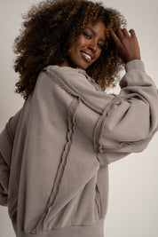 BLUZA Z EFEKTEM WASHED MOCCA - DALARNA