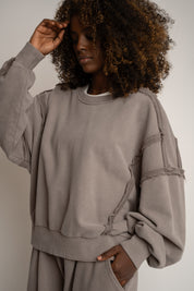 BLUZA Z EFEKTEM WASHED MOCCA - DALARNA