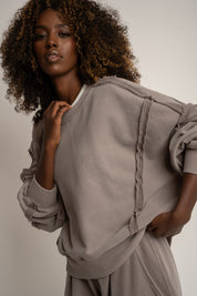 BLUZA Z EFEKTEM WASHED MOCCA - DALARNA