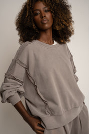 BLUZA Z EFEKTEM WASHED MOCCA - DALARNA