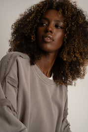 BLUZA Z EFEKTEM WASHED MOCCA - DALARNA