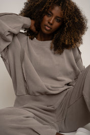 BLUZA Z EFEKTEM WASHED MOCCA - DALARNA