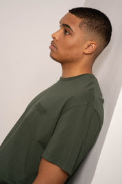 T-SHIRT OVERSIZE Z DELIKATNYM EFEKTEM SPRANIA ZIELONY - MOROTAI