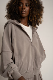 BLUZA Z EFEKTEM WASHED MOCCA - NARVIK