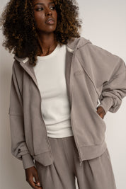 BLUZA Z EFEKTEM WASHED MOCCA - NARVIK