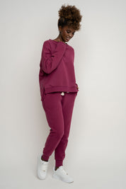 BLUZA O KROJU REGULAR FIT Z DŁUŻSZYM TYŁEM BURGUNDOWY - COOK
