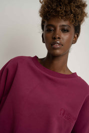 BLUZA O KROJU REGULAR FIT Z DŁUŻSZYM TYŁEM BURGUNDOWY - COOK