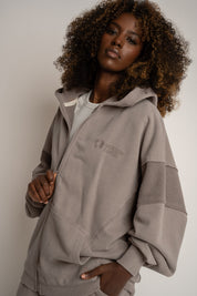 BLUZA Z EFEKTEM WASHED MOCCA - TRONDHEIM