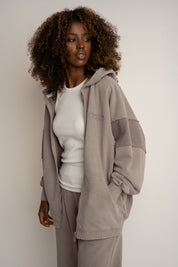 BLUZA Z EFEKTEM WASHED MOCCA - TRONDHEIM
