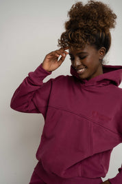 BLUZA Z KAPTUREM BURGUNDOWA - MURIA