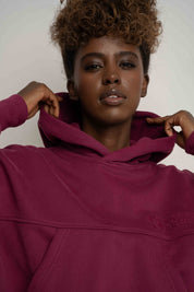 BLUZA Z KAPTUREM BURGUNDOWA - MURIA