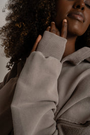 BLUZA Z EFEKTEM WASHED MOCCA - TRONDHEIM
