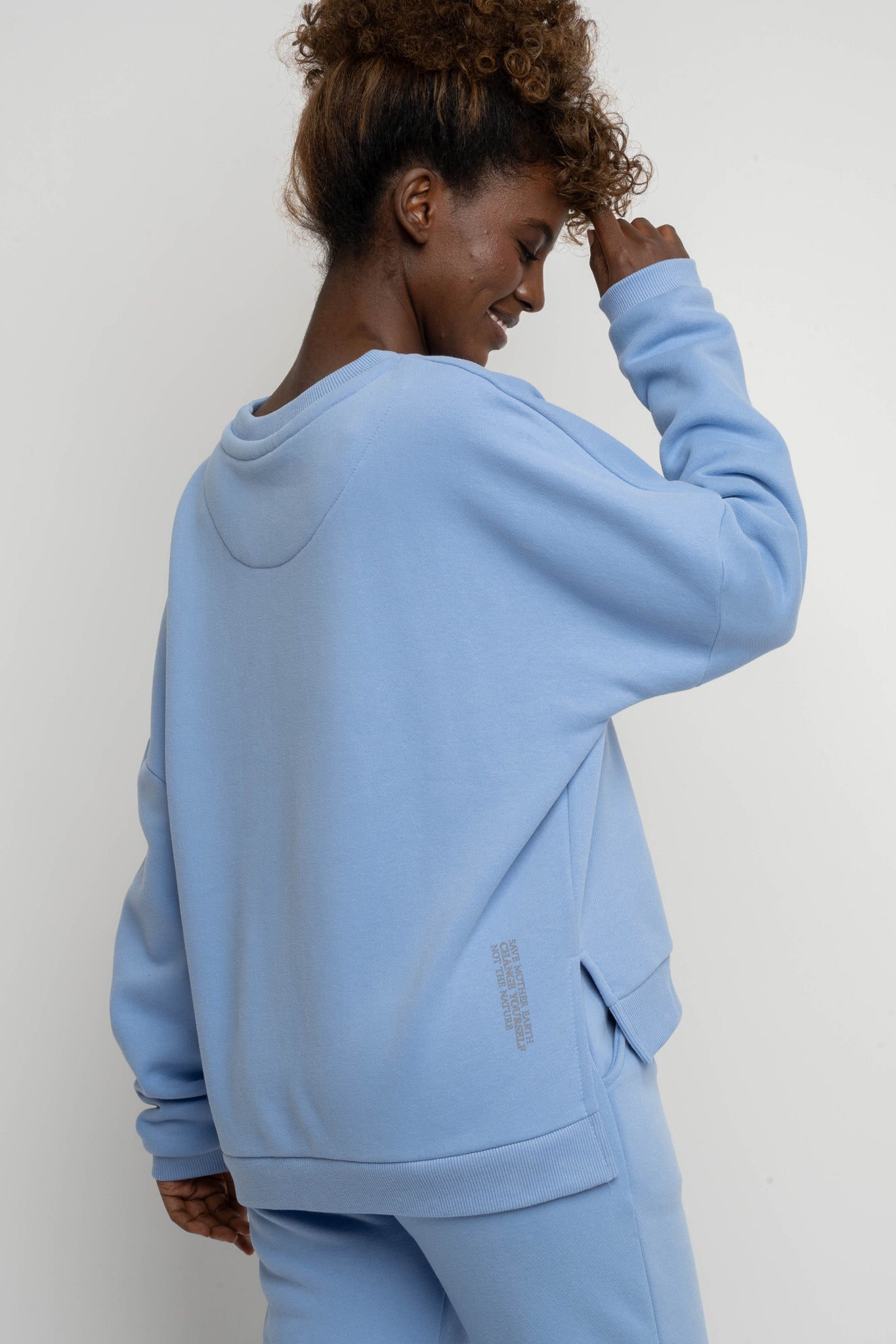 LIGHT BLUE REGULAR FIT HOODIE WITH A LONGER BACK - COOK