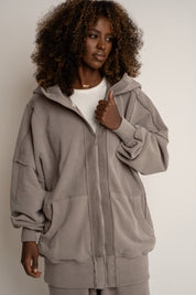 BLUZA Z EFEKTEM WASHED MOCCA - SENJA
