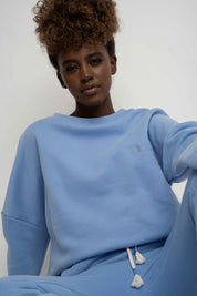 LIGHT BLUE REGULAR FIT HOODIE WITH A LONGER BACK - COOK