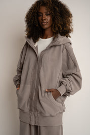 BLUZA Z EFEKTEM WASHED MOCCA - SENJA