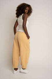 SPODNIE DRESOWE Z EFEKTEM WASHED BRZOSKWINIOWE - RIBE PETIT