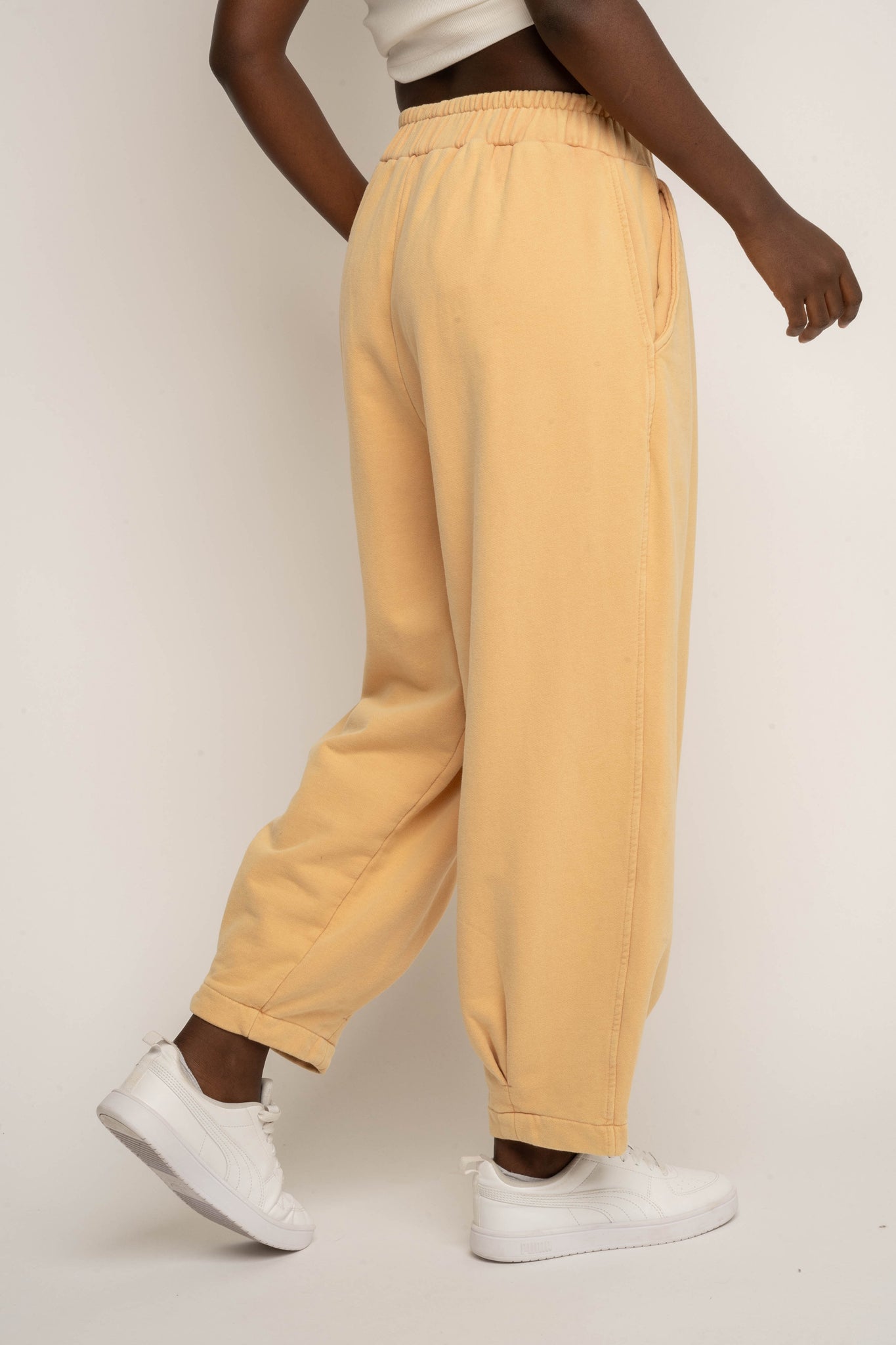 SPODNIE DRESOWE Z EFEKTEM WASHED BRZOSKWINIOWE - RIBE PETIT