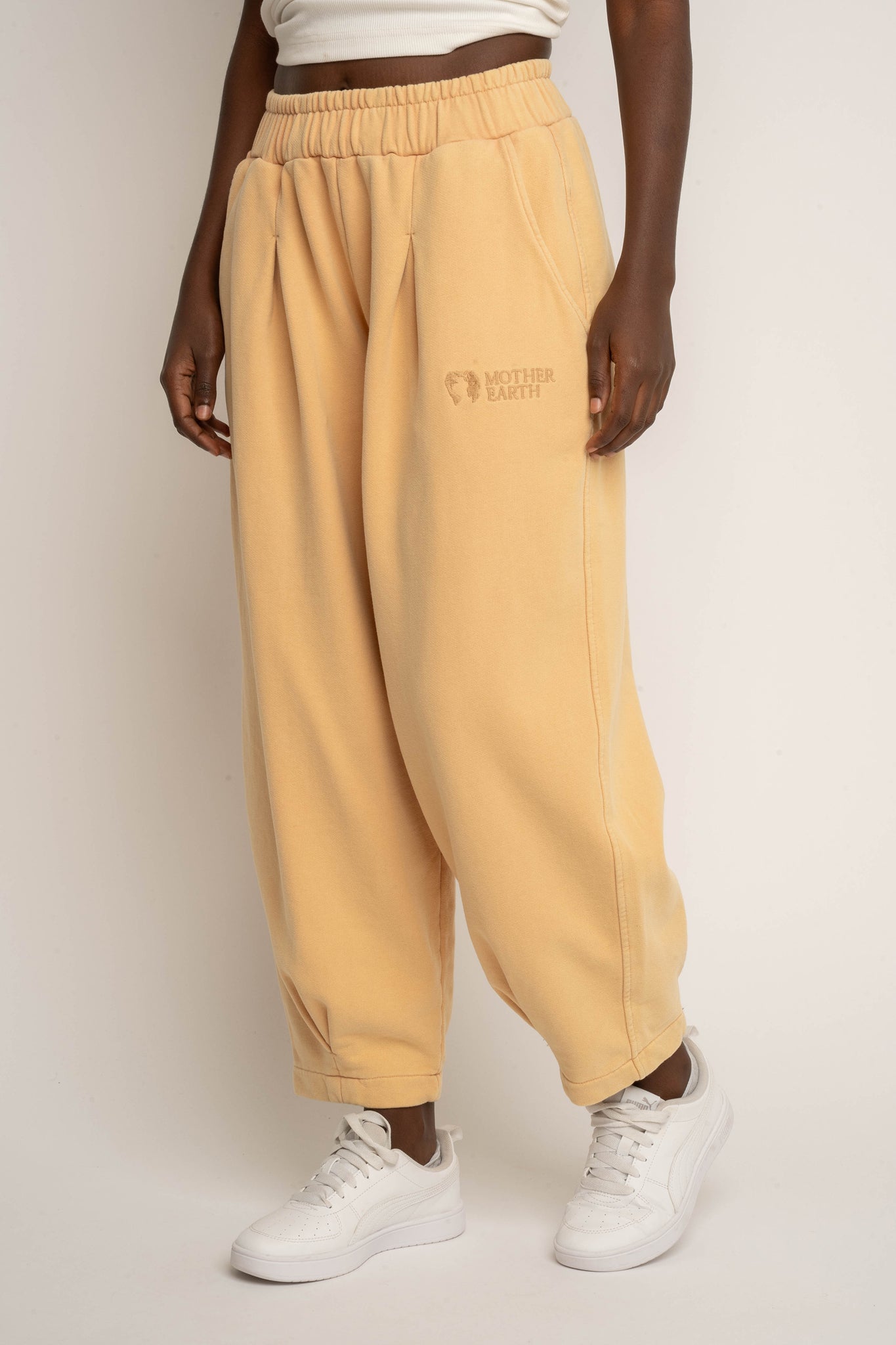 SPODNIE DRESOWE Z EFEKTEM WASHED BRZOSKWINIOWE - RIBE PETIT