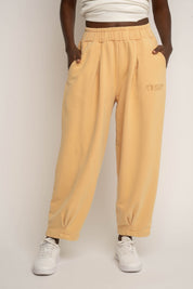 SPODNIE DRESOWE Z EFEKTEM WASHED BRZOSKWINIOWE - RIBE PETIT