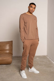 T-SHIRT OVERSIZE Z DELIKATNYM EFEKTEM SPRANIA BRĄZOWY - TOBALAI