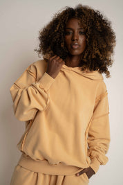 BLUZA Z EFEKTEM WASHED BRZOSKWINIOWA - OSLO